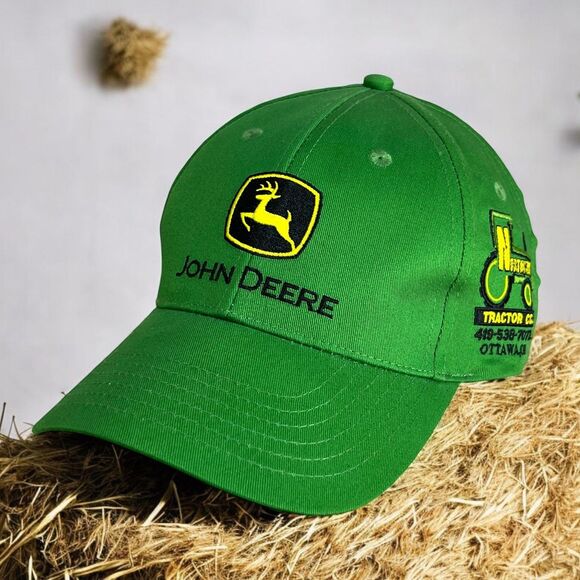 John Deere K-Products Hat Adult Green/Black Snapback Tractor Logo Cap Adjustable - Picture 1 of 14